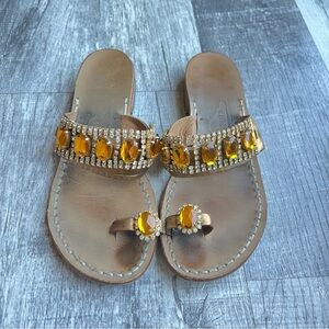 Amedeo Canfora Sandals Beaded Gold Women’s Size 37